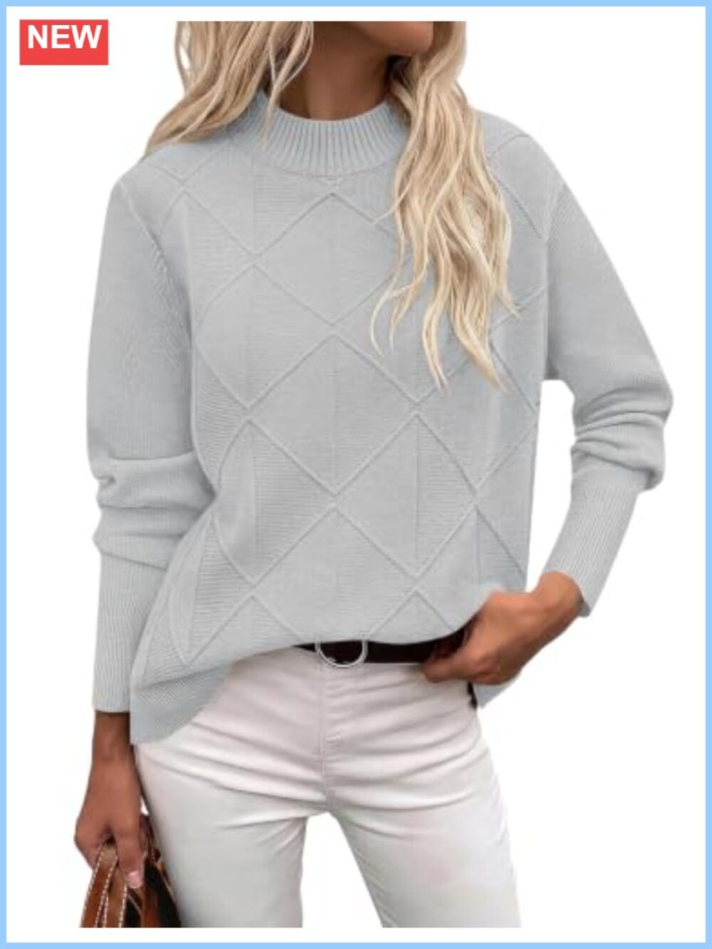 Women's Mock Neck Cable Knit Sweater Long Sleeve Pullover Fall Winter